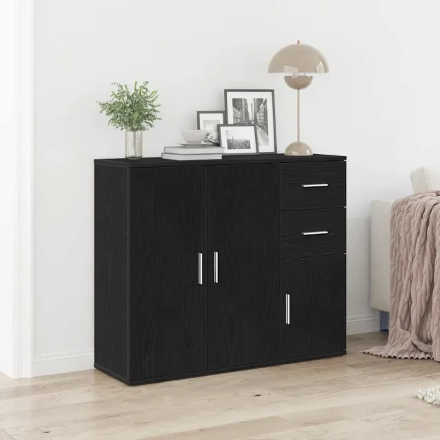 vidaXL Dressoir zwart eiken 91x29,5x75 cm bewerkt hout
