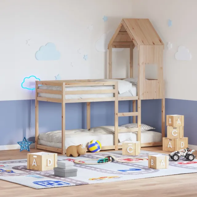 vidaXL Stapelbedframe zonder matras massief grenenhout 90x190 cm bruin