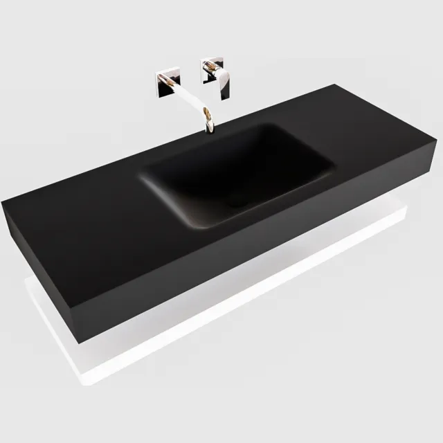 Boss & Wessing Badkamermeubel BWS Ibiza 120 cm met Mat Wit Planchet Solid Surface Wastafel Mat Zwart (acht varianten)
