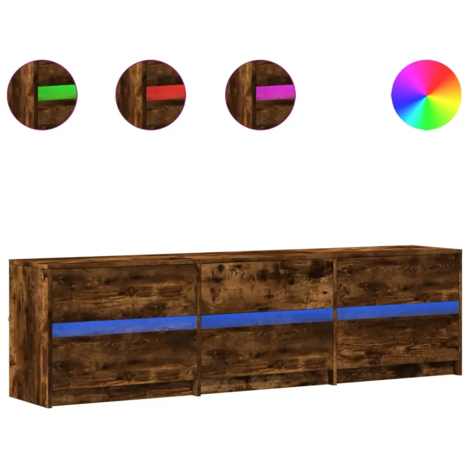 vidaXL Tv-meubel met LED 180x34x50 cm bewerkt hout gerookt eikenkleur, foto 3