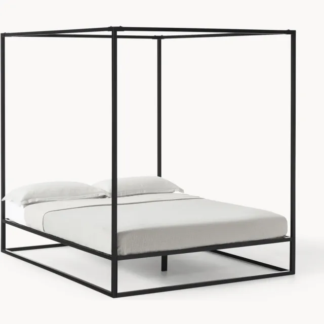Westwing Collection Metalen hemelbed Belle Zwart