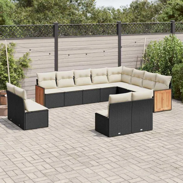 vidaXL 12-delige Loungeset met kussens poly rattan zwart, foto 2