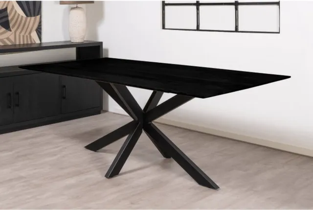 Meubelplaats Eettafel Florence rechthoek facetrand 180x100 cm Glad - Zwart