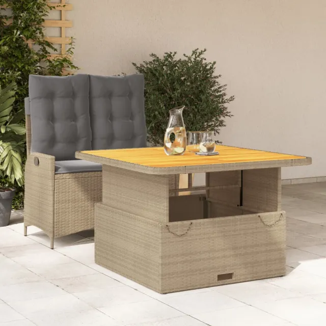 vidaXL 2-delige Tuinset met kussens poly rattan beige, foto 2