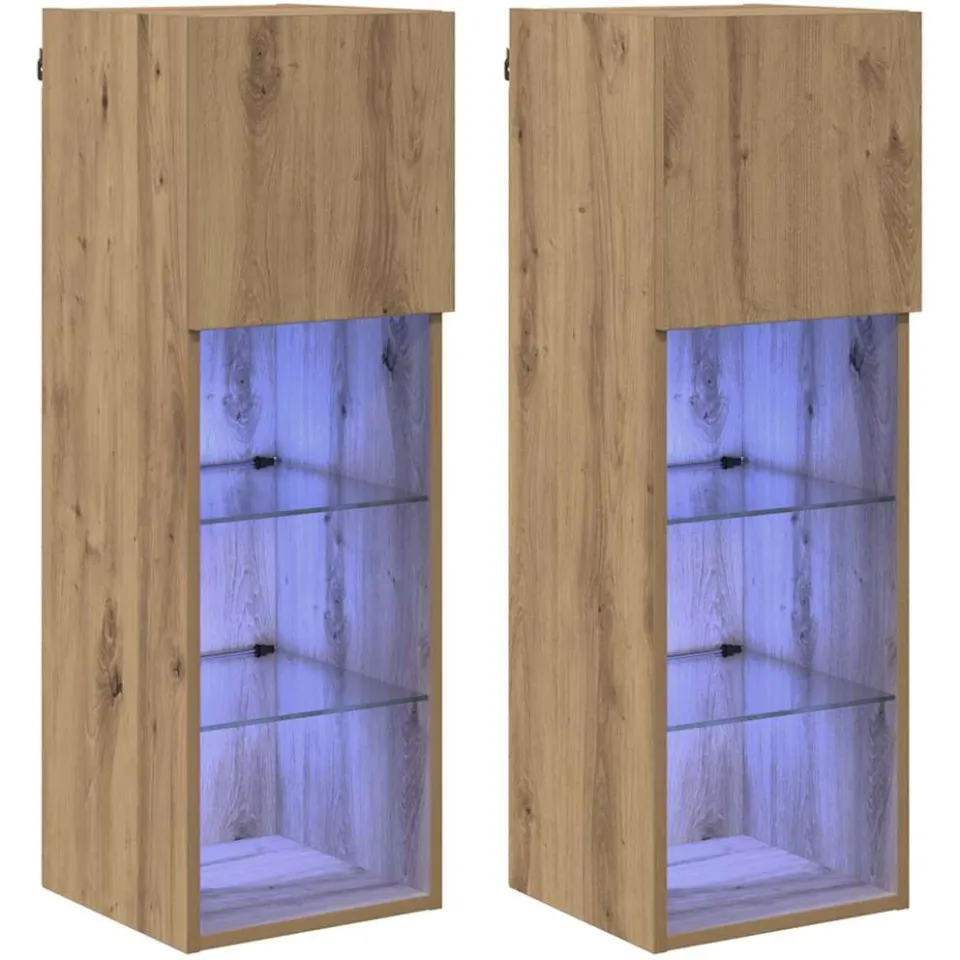 vidaXL Wandgemonteerde TV-kasten 2 st Artisan Eiken Bewerkt hout Bruin