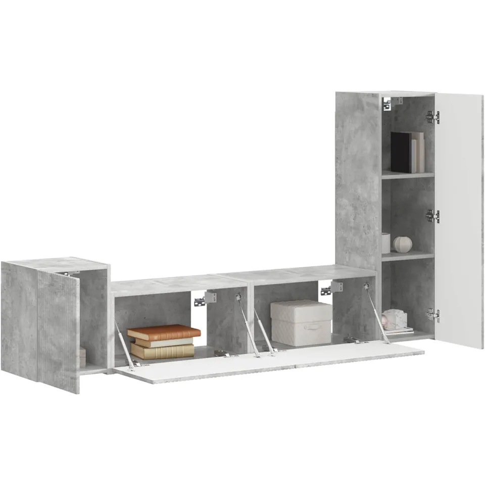 vidaXL Tv-meubelset 4 st 30 x 31 x 100 cm Beton Grijs