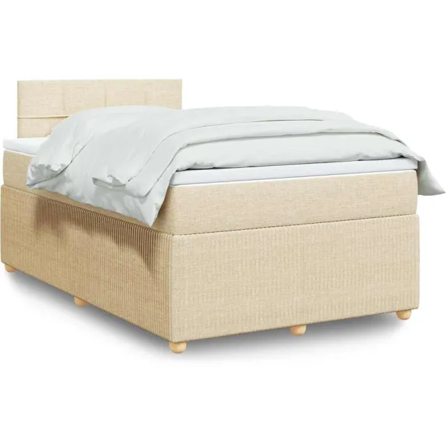 vidaXL Boxspring met matras stof crèmekleurig 120x200 cm