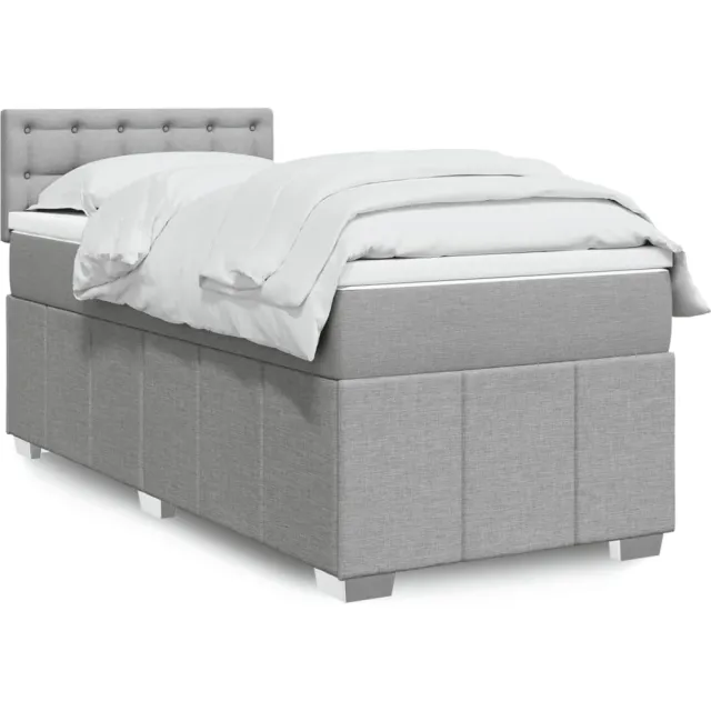 vidaXL Boxspring met matras stof lichtgrijs 80x200 cm grijs