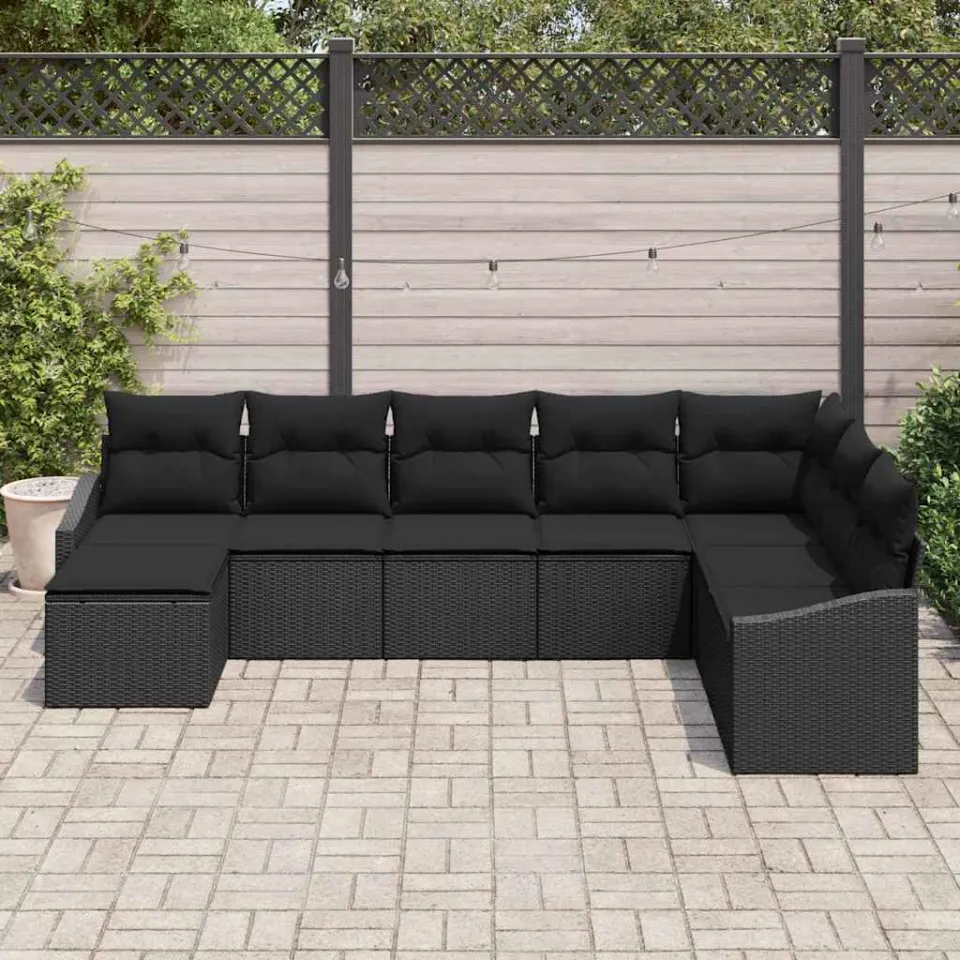 vidaXL Bankstel 8 st Zwart poly rattan, foto 3