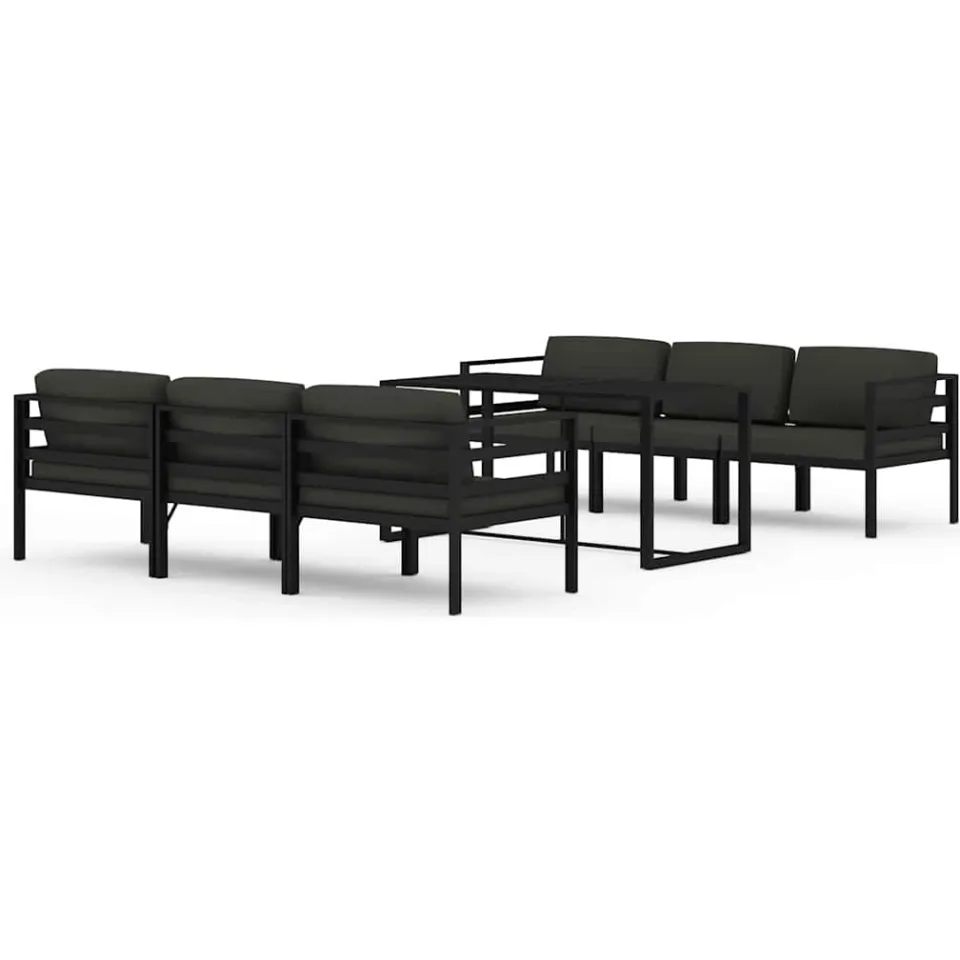 vidaXL 7-delige Loungeset met kussens aluminium antracietkleurig Anthraciet