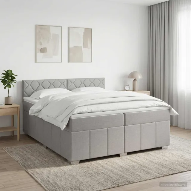 vidaXL Boxspringbed met matras Lichtgrijs 200 x 200 cm Stof