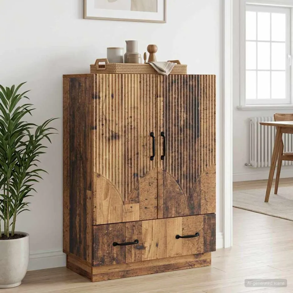 vidaXL Dressoir met lade Oud hout 66 x 34,5 x 92 cm Bewerkt hout bruin, foto 2