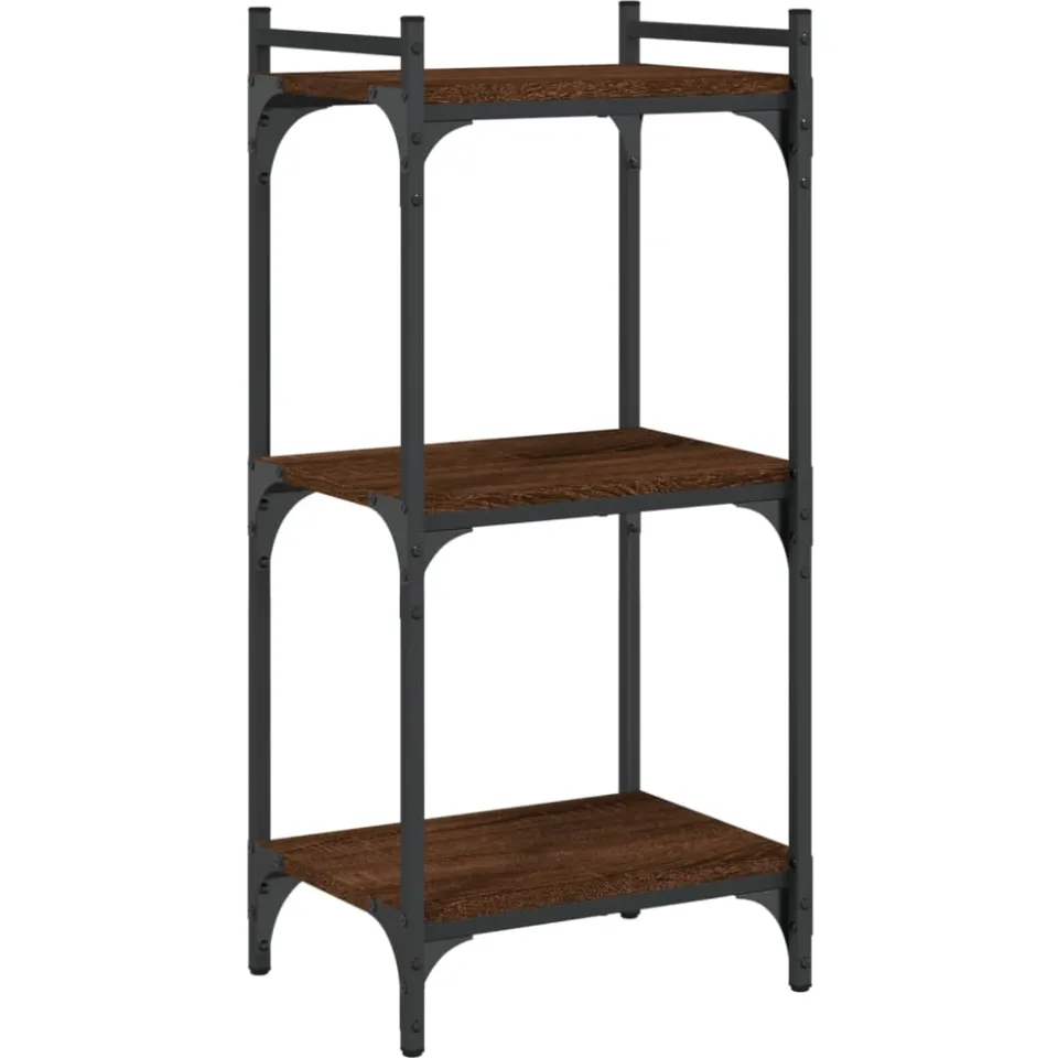 vidaXL Boekenkast 3-laags 40x30x86 cm bewerkt hout bruin eikenkleur, foto 3