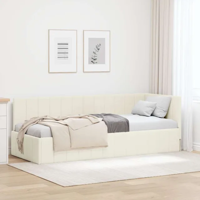 vidaXL Hoekbedframe Crème 80 x 200 cm fluweel