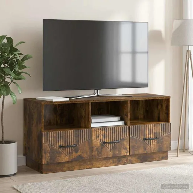 vidaXL TV-kast met lade Gerookt eiken 102 x 34,5 x 47 cm Bewerkt hout, foto 2