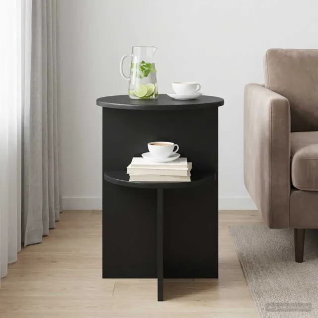 vidaXL Bijzettafel Zwart Ø 39,5 x 55 cm Bewerkt hout