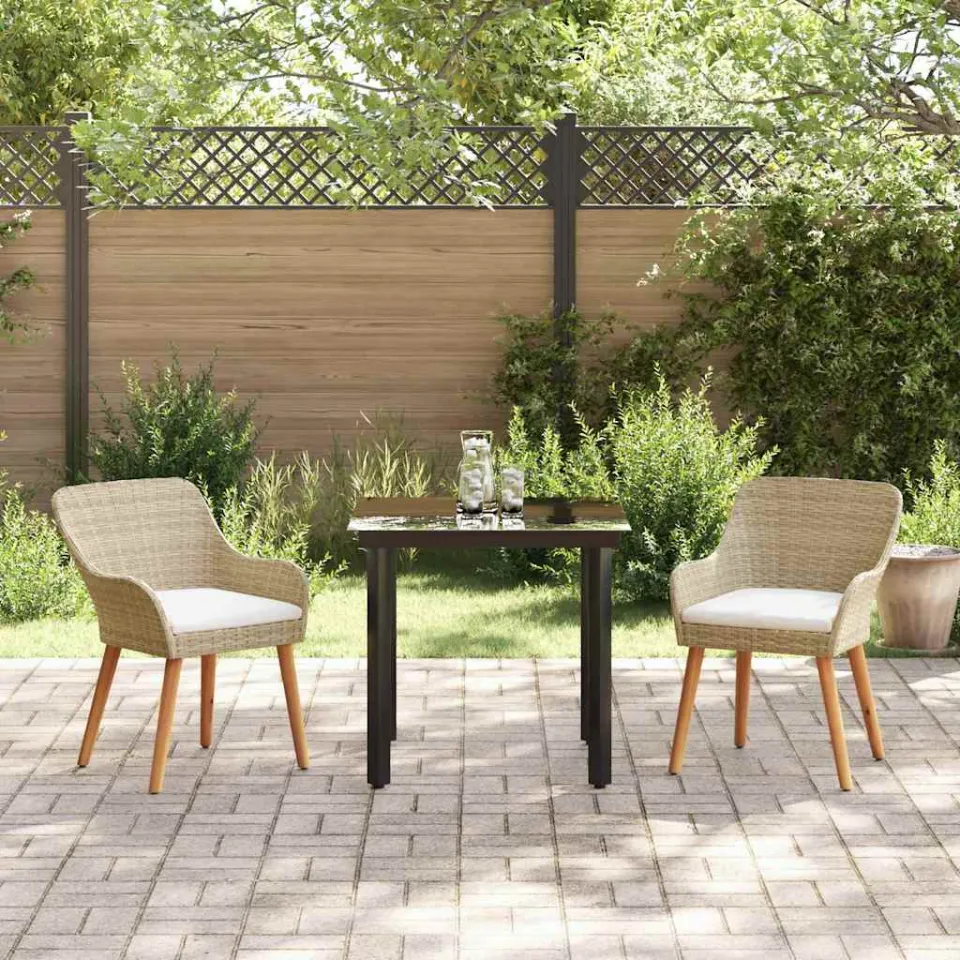 vidaXL Tuin eettafelset 3 st Beige poly rattan, foto 3