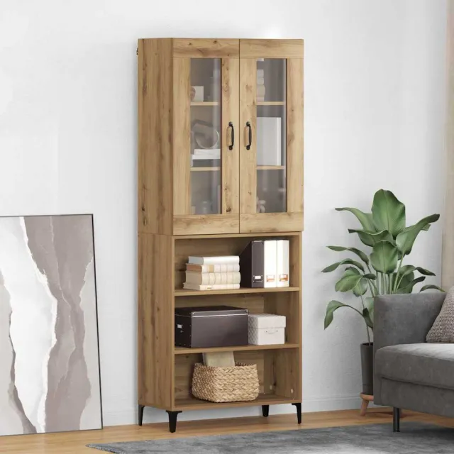 vidaXL Highboard Artisan Eiken 69,5 x 34 x 180 cm Bewerkt hout, foto 2