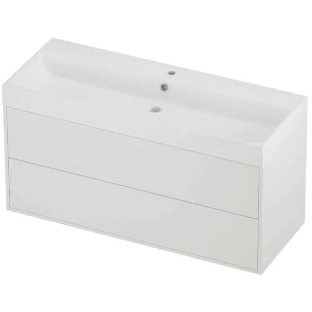 Proline Podium Badmeubelset Polystone Loft 1 Kraangat Voor Grepen 120x46x62 cm Mat Wit Mat White
