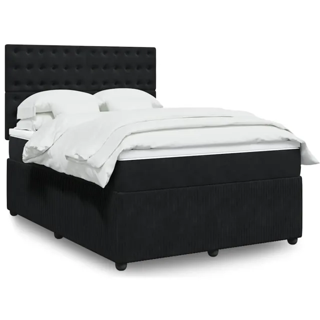 vidaXL Boxspring met matras fluweel zwart 140x190 cm
