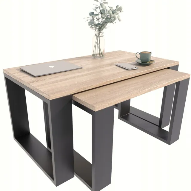 Per La Vita Westa - Salontafelset - Sonoma eiken - Zwart - Nestbaar Sonoma eiken;Zwart
