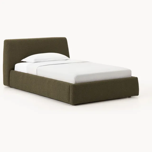 Westwing Collection Bouclé eenpersoonsbed Cloud Groen