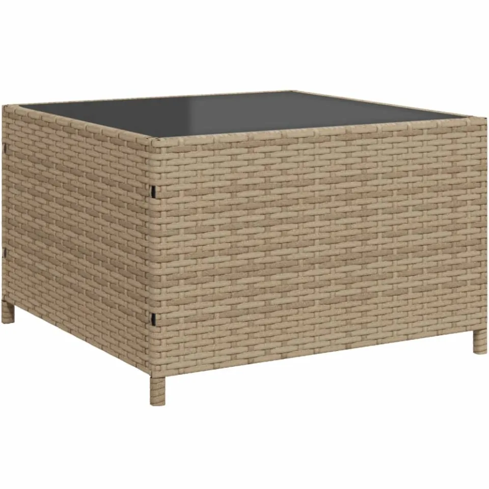 vidaXL Tuinbank met tafel en kussens L-vormig poly rattan beige, foto 4
