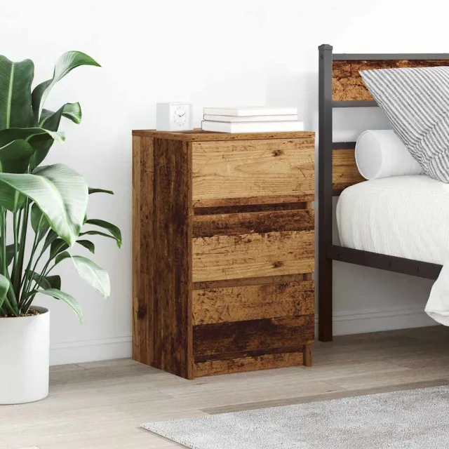 vidaXL Nachtkastje met 3 lades 39x35x65 cm oud hout bruin