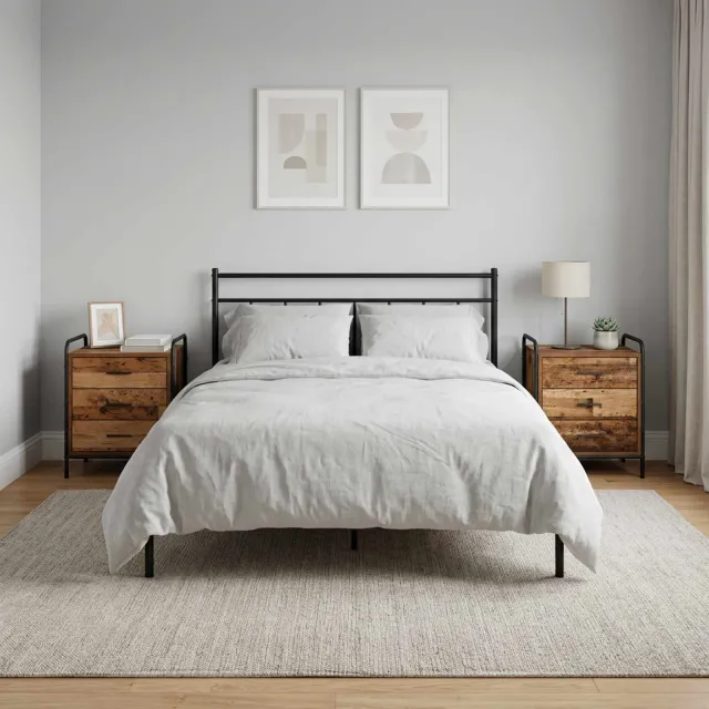 vidaXL Nachtkastje 2 st Oud hout 48 x 36,5 x 60 cm Bewerkt hout bruin, foto 2