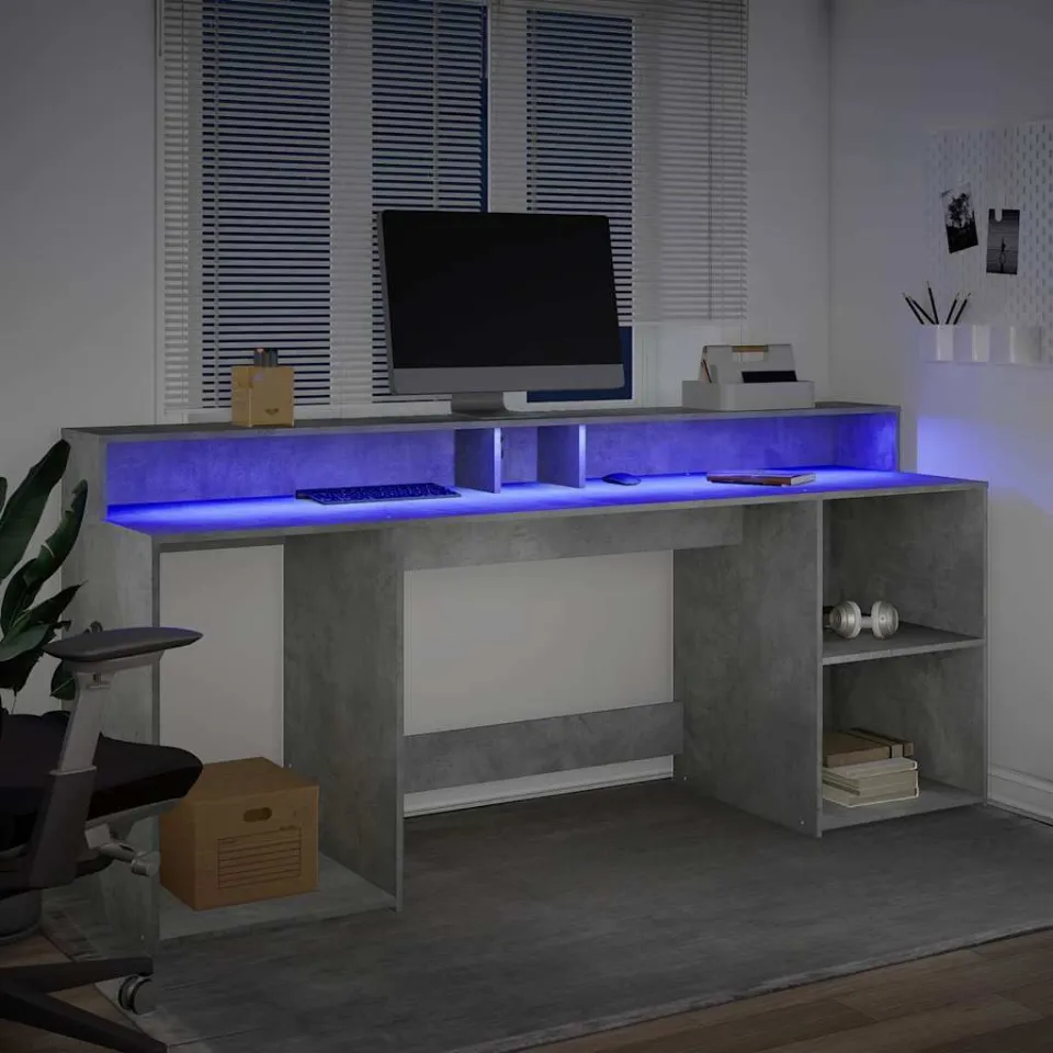 vidaXL Desk Betongrijs 200 x 55 x 91 cm Engineered Wood grijs, foto 4