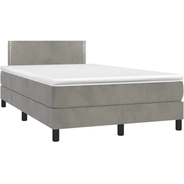 vidaXL Boxspring met matras en LED fluweel lichtgrijs 120x190 cm