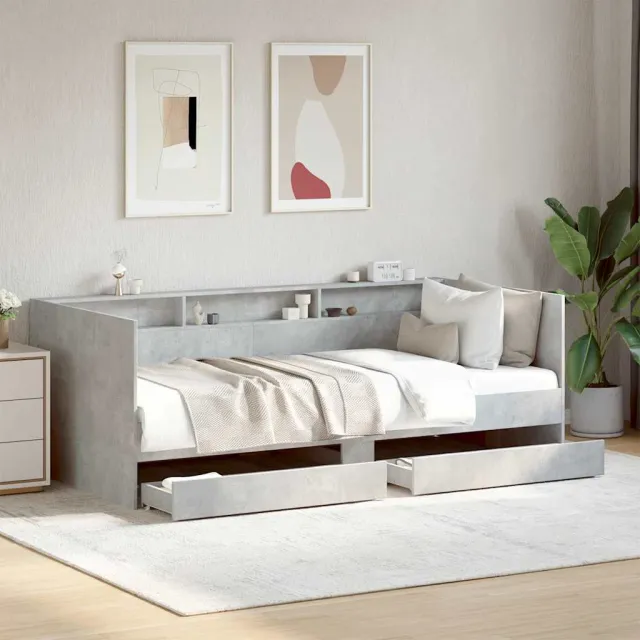 vidaXL Slaapbank met lades zonder matras 90x190 cm betongrijs grijs