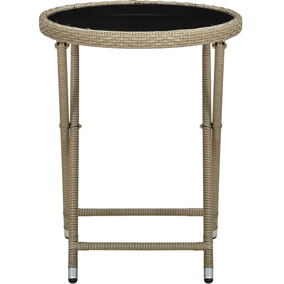 vidaXL Salontafel 60 cm poly rattan en gehard glas beige, foto 2