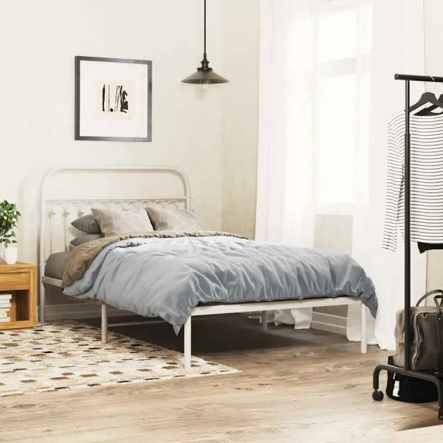 vidaXL Bedframe met hoofdbord metaal wit 107x203 cm