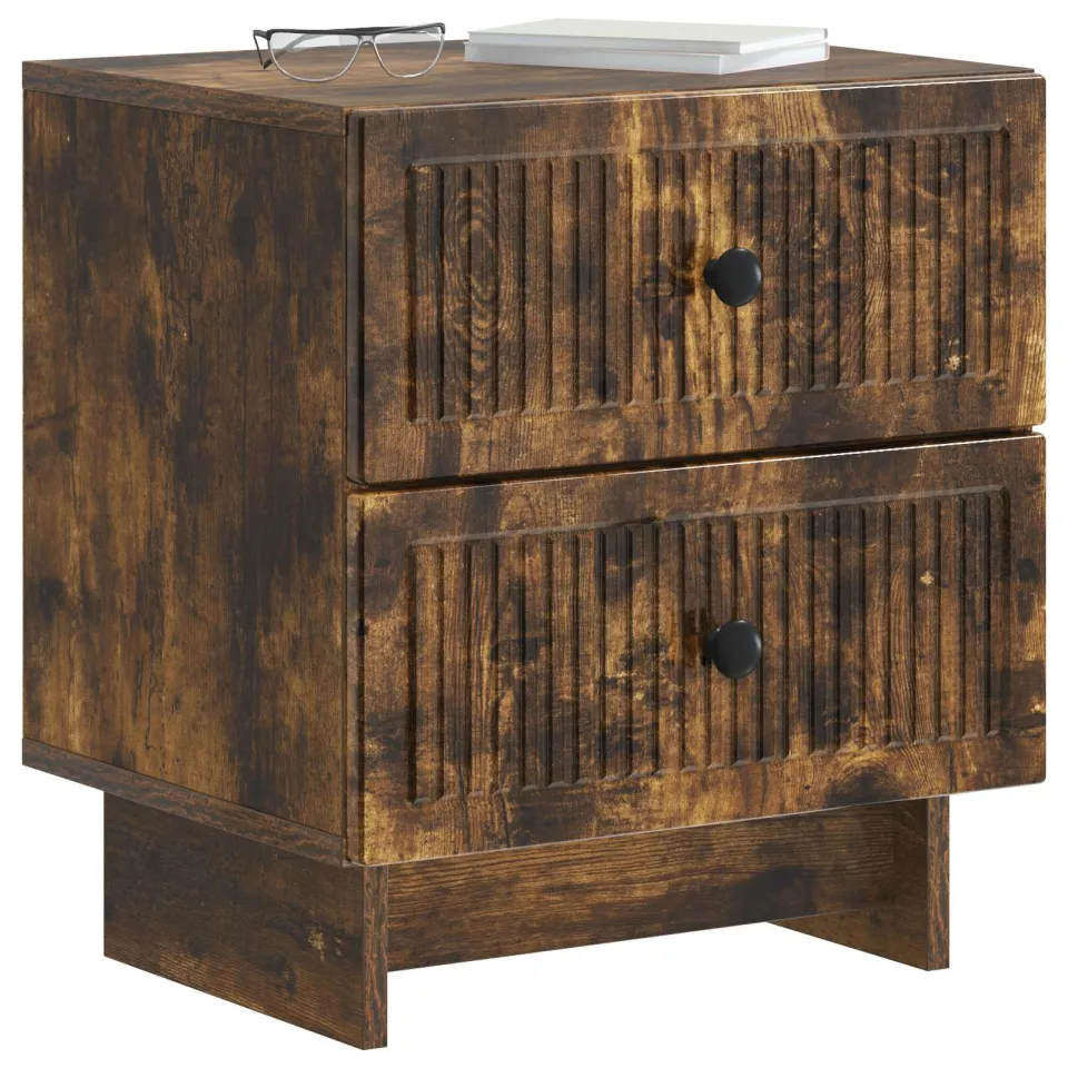 vidaXL Nachtkastje Gerookt eiken 43 x 34,5 x 47,5 cm Bewerkt hout Bruin