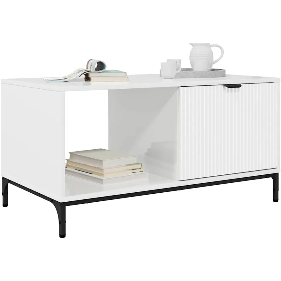vidaXL Salontafel Hoogglans wit 90 x 49 x 46 cm Bewerkt hout, foto 2