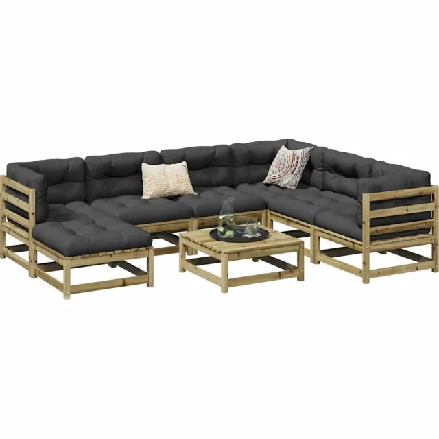 vidaXL 8-delige Loungeset geïmpregneerd grenenhout bruin, foto 2