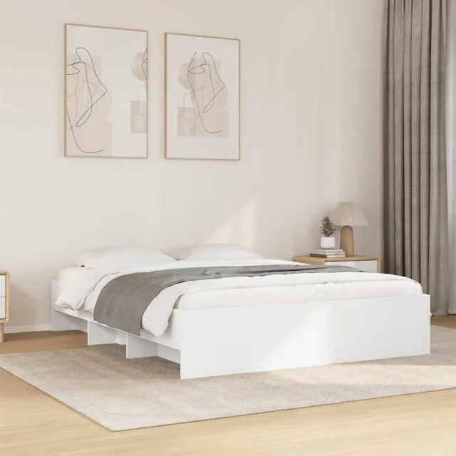 vidaXL Bedframe bewerkt hout wit 150x200 cm