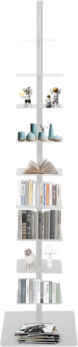 Happiq Boekentoren - Wit - Boekenrek voor thuis, kantoor of woonkamer - 9 lagen - 170cm White
