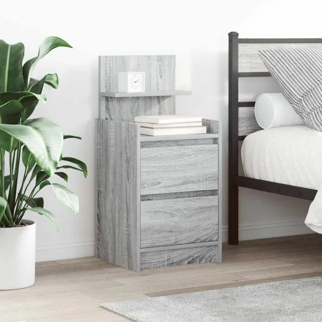 vidaXL Nachtkastjes met 2 lades 2 st 38x34x80 cm grijs sonoma, foto 2