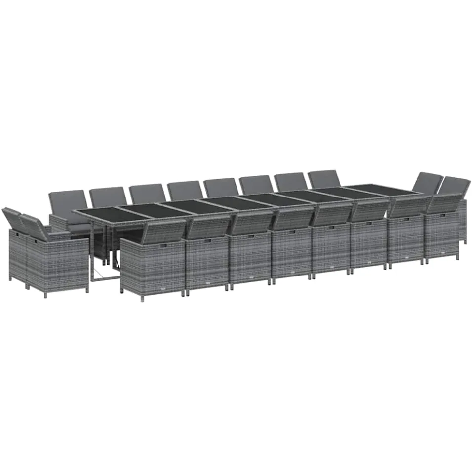 vidaXL 21-delige Tuinset met kussens poly rattan grijs