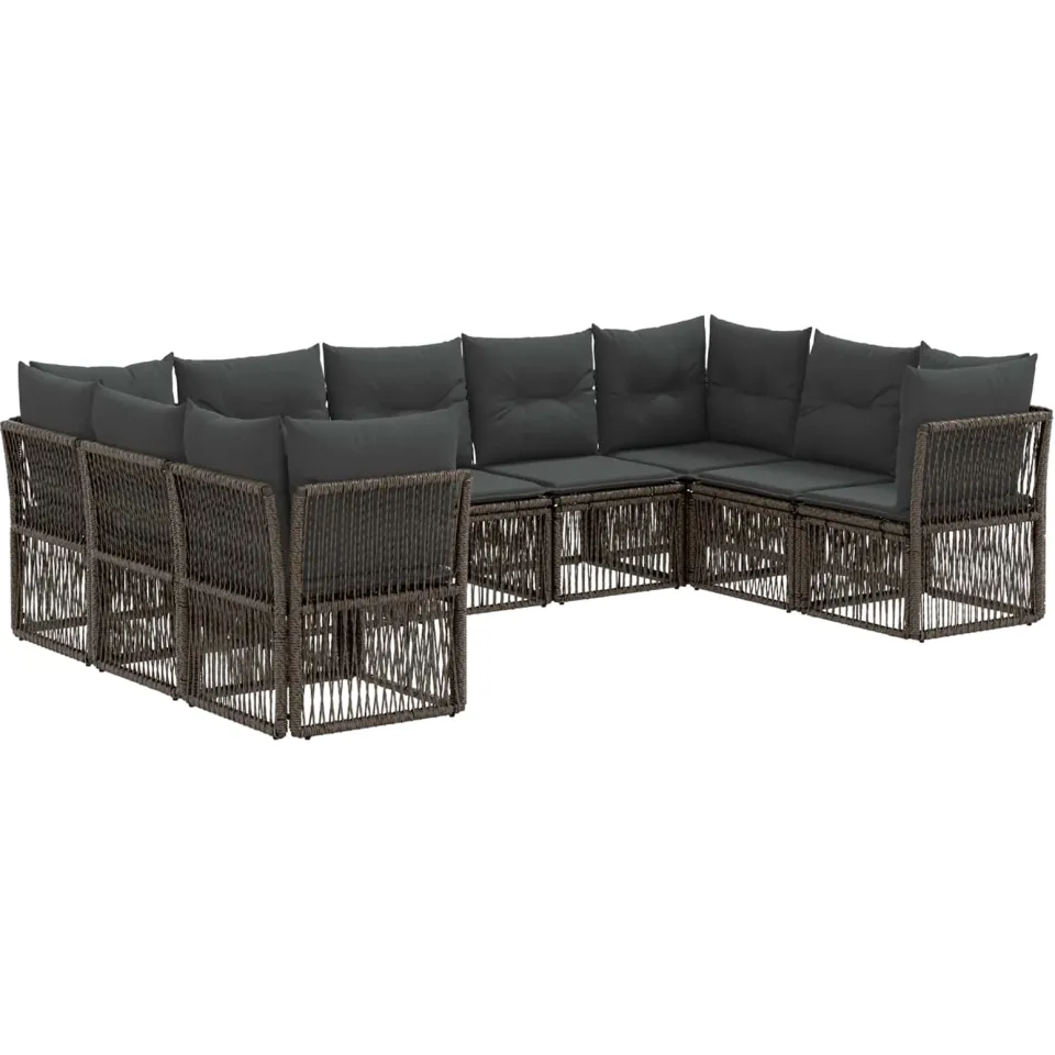 vidaXL Tuinbankenset 9 st 9-zits Grijs poly rattan, foto 3