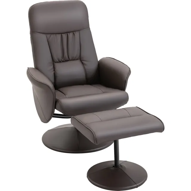 Homona Relaxfauteuil met hocker - 360° draaibaar - Met verstelbare rugleuning - 76 x 81 x 101 cm - Bruin