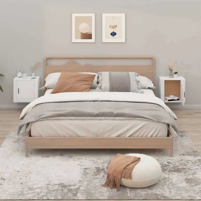 vidaXL Nachtkastjes 2 st wandgemonteerd 50x30x47 cm hoogglans wit, foto 2
