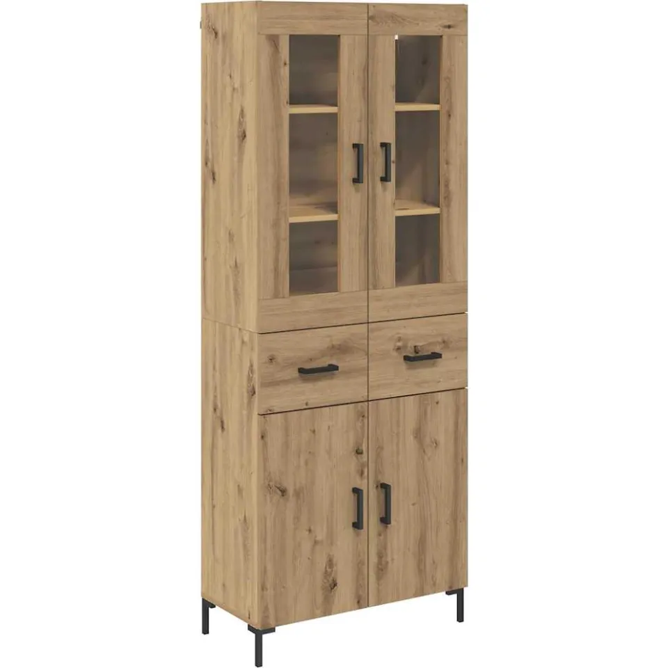 vidaXL Hoge kast 2 st Artisan Eiken 69,5 x 34 x 180 cm Bewerkt hout, foto 3