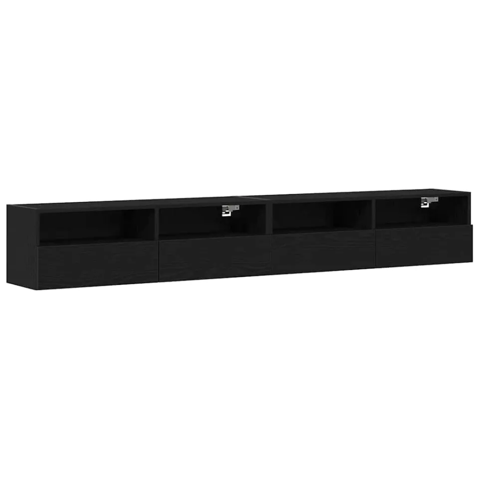 vidaXL TV Wandkast 2 st Zwart eiken Bewerkt hout