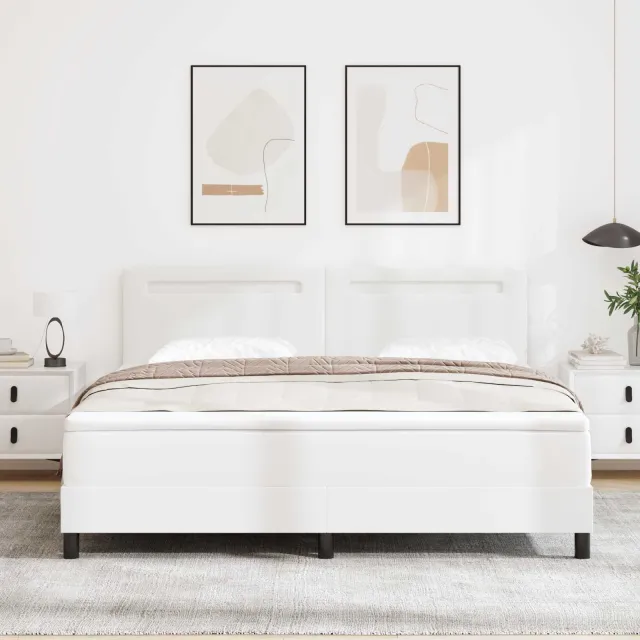 vidaXL Boxspringbed met matras Wit 180 x 200 cm Kunstleer