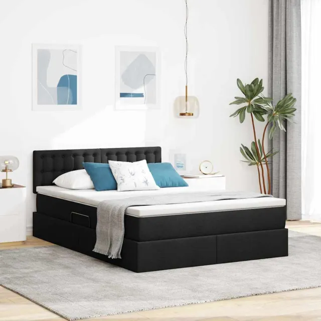 vidaXL Opbergbed met matras met hoofdeinde Zwart 140 x 190 cm fluweel