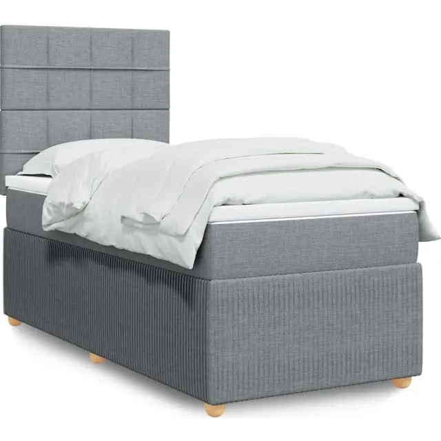 vidaXL Boxspring met matras stof lichtgrijs 100x200 cm grijs