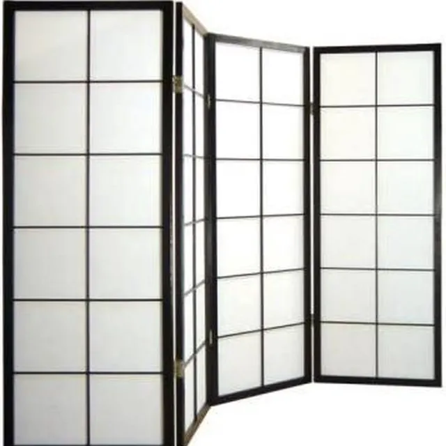 Fine Asianliving Japanese Room Divider L180cmxH130cm Shoji Rice Paper Black 4 Panel